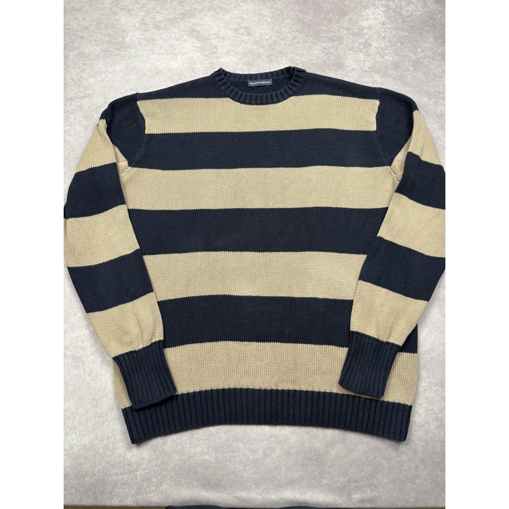 Brandy Melville Navy & Tan Striped Crewneck Sweater